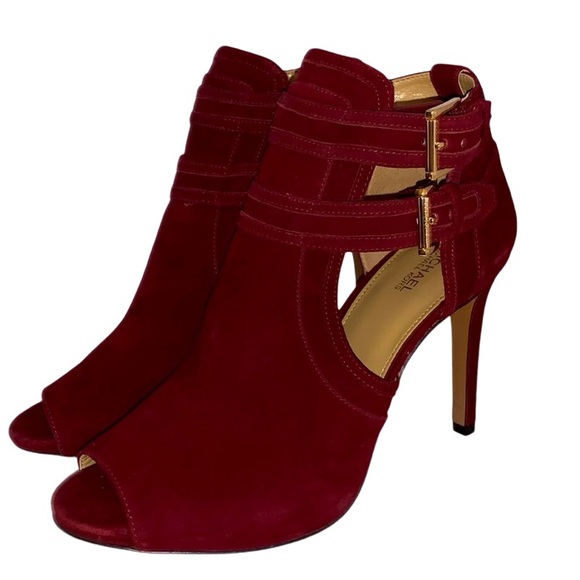 MICHAEL Michael Kors Shoes - MICHAEL MICHAEL KORS Blaze Open Toe Booties Brandy Red Women's US 9M